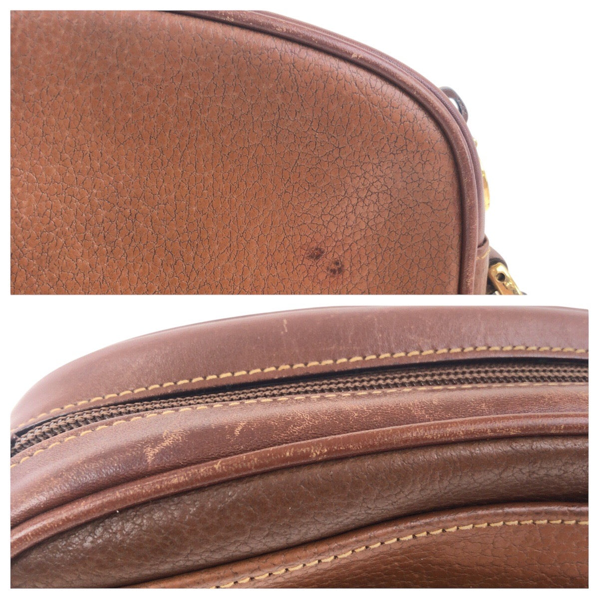 19159
GUCCI グッチ ヴィンテージ オールドグッチ ブラウン ゴールド金具 レザー 007 113 0155 ショルダーバッグ  レディース AB41