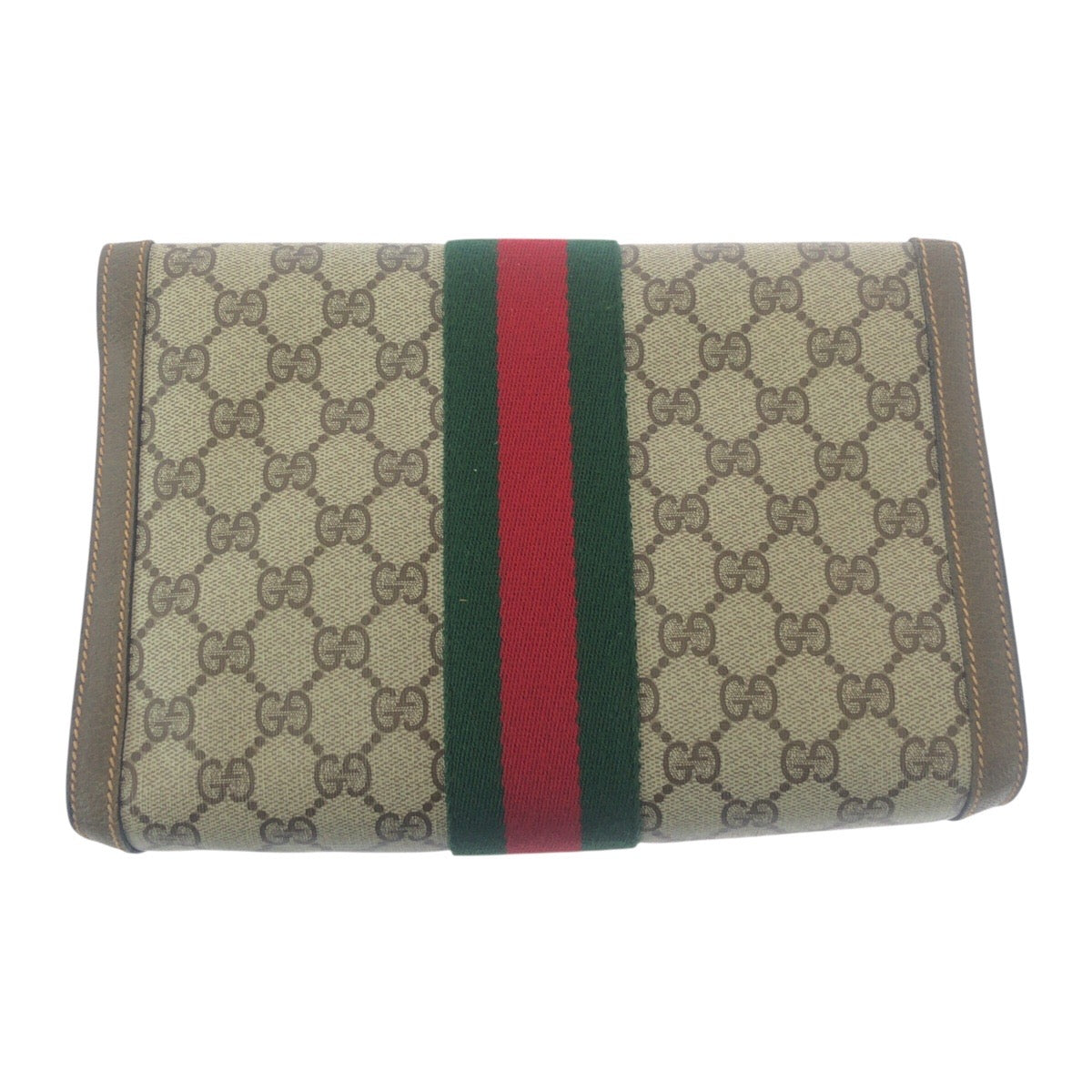 19160
GUCCI グッチ ヴィンテージ オールドグッチ シェリーライン ベージュ ブラウン ゴールド金具 GGスプリームキャンバス / レザー 89 01 006 クラッチバッグ セカンドバッグ  メンズ AB17