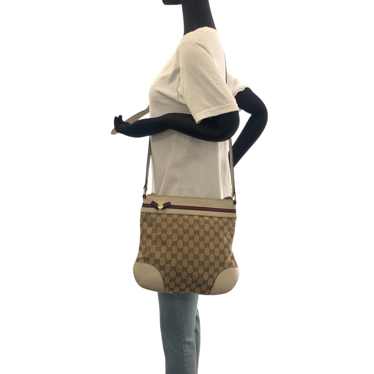 19161
GUCCI グッチ シェリーライン メイフェア ベージュ アイボリー ゴールド金具 GGキャンバス 257065 ショルダーバッグ ポシェット レディース AB32