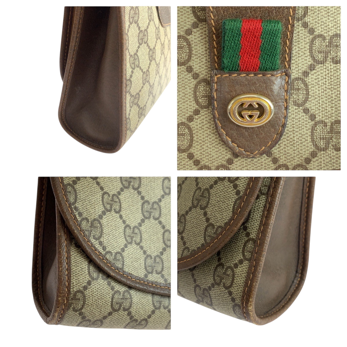 19162
GUCCI グッチ オールドグッチ シェリーライン ベージュ ブラウン ゴールド金具 GGスプリームキャンバス 156 01 030 クラッチバッグ セカンドバッグ  レディース AB17