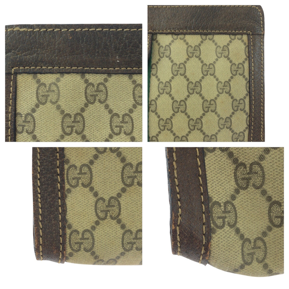19164
GUCCI グッチ ヴィンテージ オールドグッチ シェリーライン ベージュ ブラウン GGスプリームキャンバス / レザー クラッチバッグ セカンドバッグ  メンズ AB17