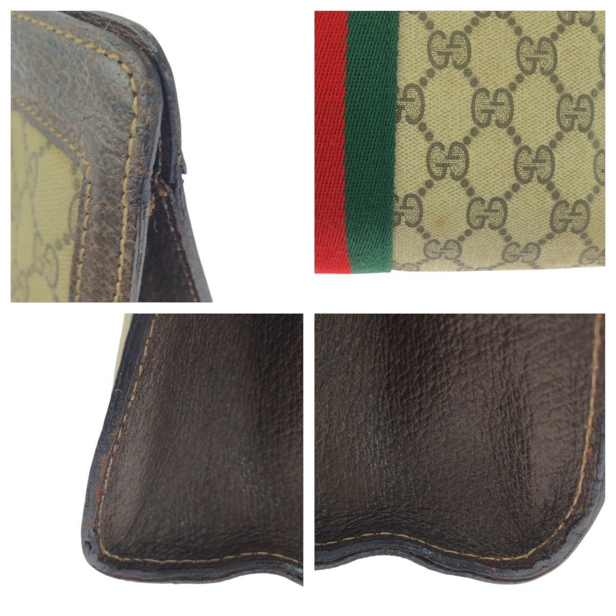 19164
GUCCI グッチ ヴィンテージ オールドグッチ シェリーライン ベージュ ブラウン GGスプリームキャンバス / レザー クラッチバッグ セカンドバッグ  メンズ AB17