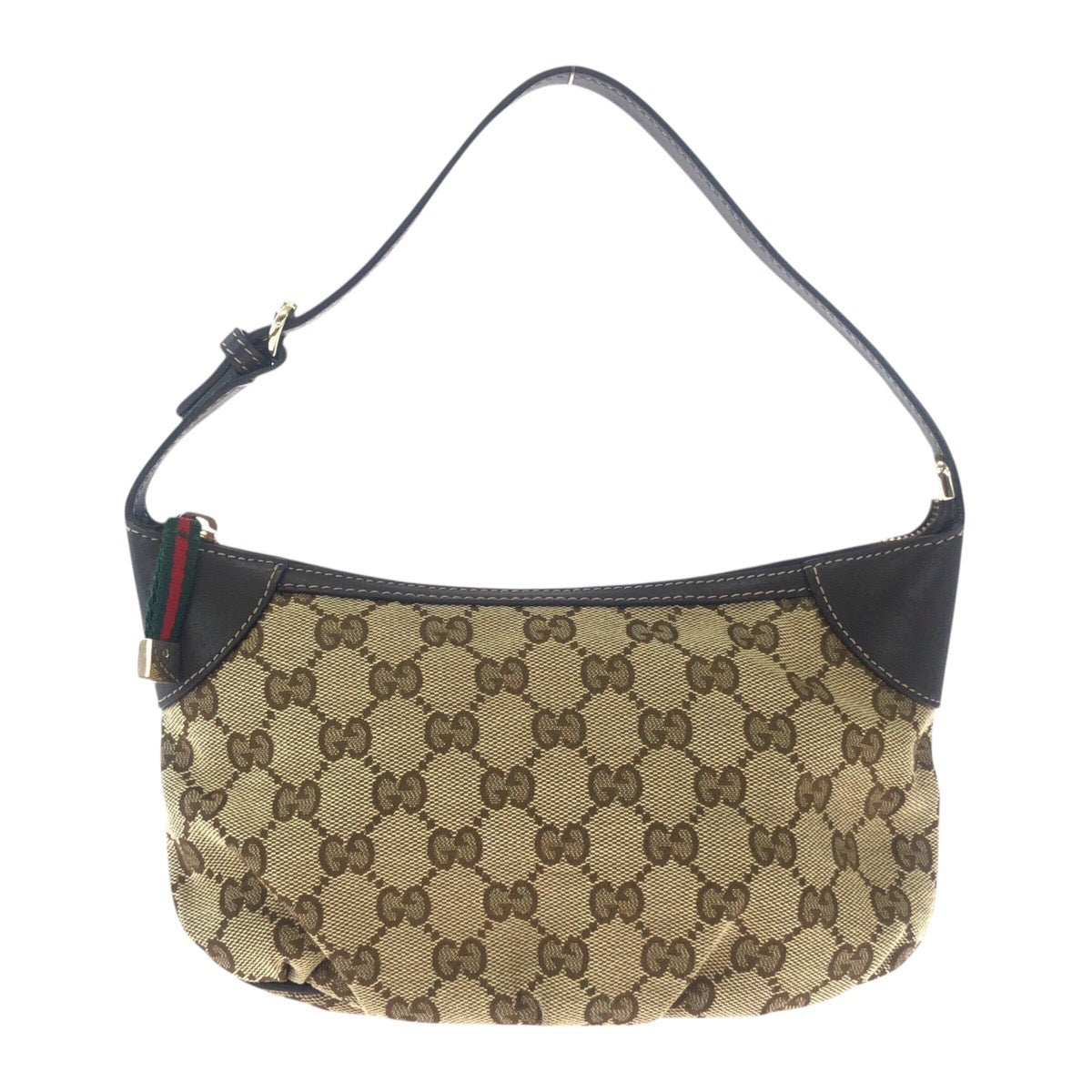 19165
GUCCI グッチ シェリーライン ベージュ ブラウン ゴールド金具 GGキャンバス / レザー 224093 ハンドバッグ アクセサリーポーチ  レディース ABP43