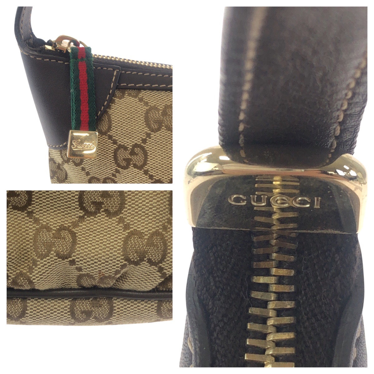 19165
GUCCI グッチ シェリーライン ベージュ ブラウン ゴールド金具 GGキャンバス / レザー 224093 ハンドバッグ アクセサリーポーチ  レディース ABP43