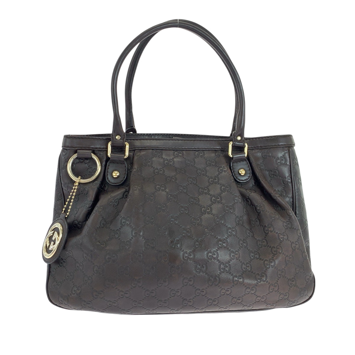 19166
GUCCI グッチ グッチシマ スーキー ダークブラウン ゴールド金具 レザー 296835 トートバッグ ショルダーバッグ レディース ABP41
