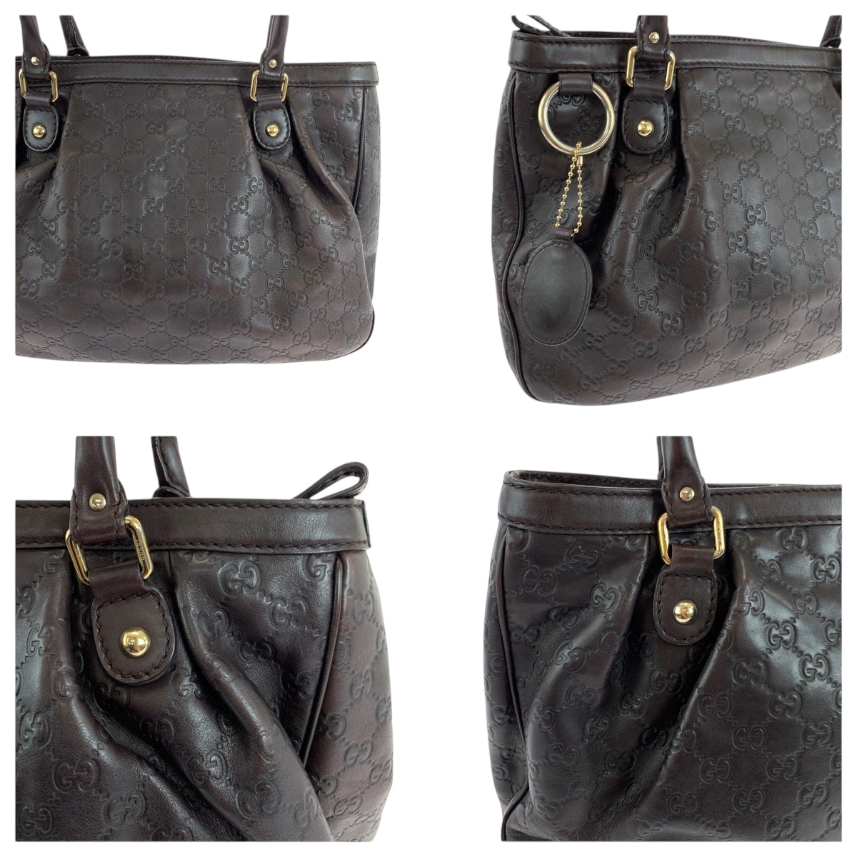 19166
GUCCI グッチ グッチシマ スーキー ダークブラウン ゴールド金具 レザー 296835 トートバッグ ショルダーバッグ レディース ABP41