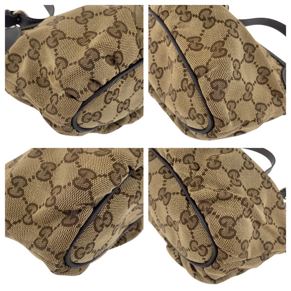 19167
GUCCI グッチ シェリーライン ベージュ ゴールド金具 GGキャンバス / レザー 224098 ハンドバッグ アクセサリーポーチ  レディース A43