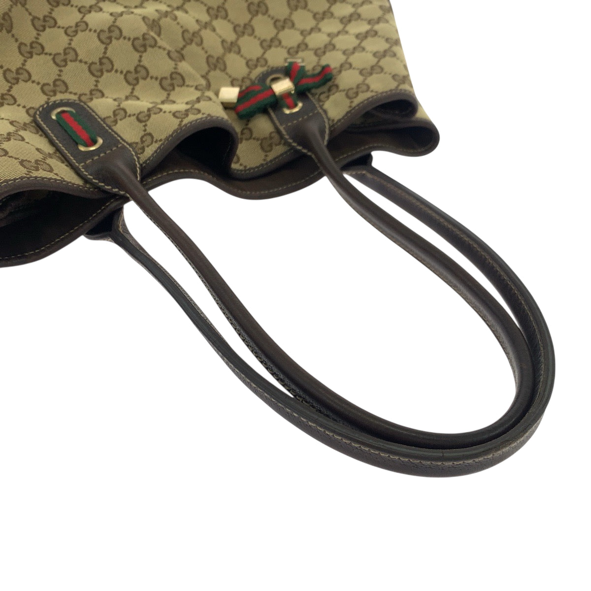19169
GUCCI グッチ シェリーライン プリンシー リボン ベージュ ブラウン ゴールド金具 GGキャンバス 163805 トートバッグ ショルダーバッグ  レディース ABP41
