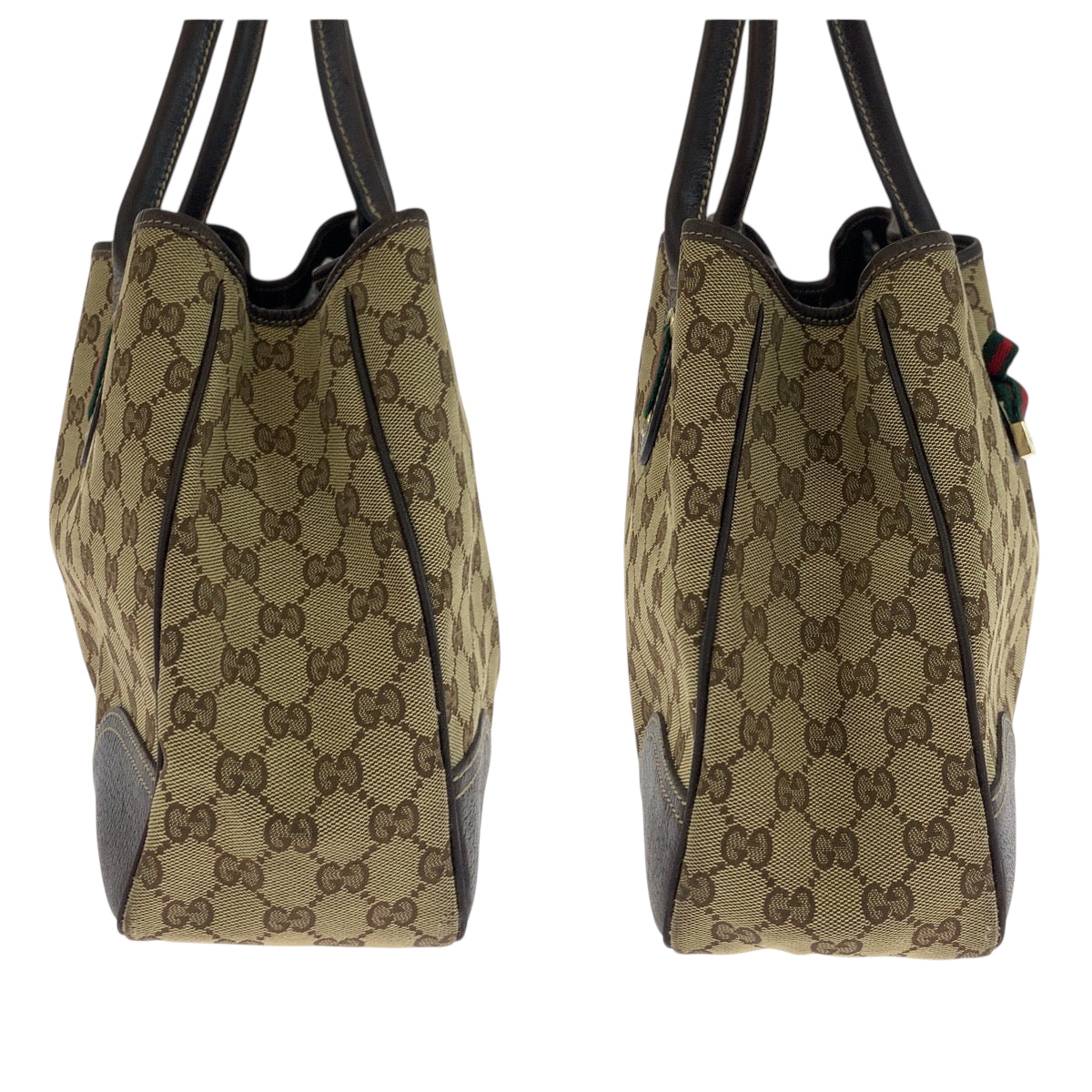 19169
GUCCI グッチ シェリーライン プリンシー リボン ベージュ ブラウン ゴールド金具 GGキャンバス 163805 トートバッグ ショルダーバッグ  レディース ABP41