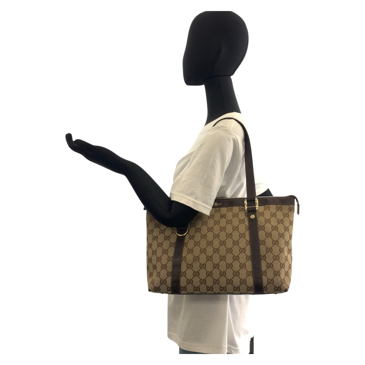 19170
GUCCI グッチ アビー ベージュ ブラウン ゴールド金具 GGキャンバス / レザー 141470 トートバッグ ショルダーバッグ  レディース AB20