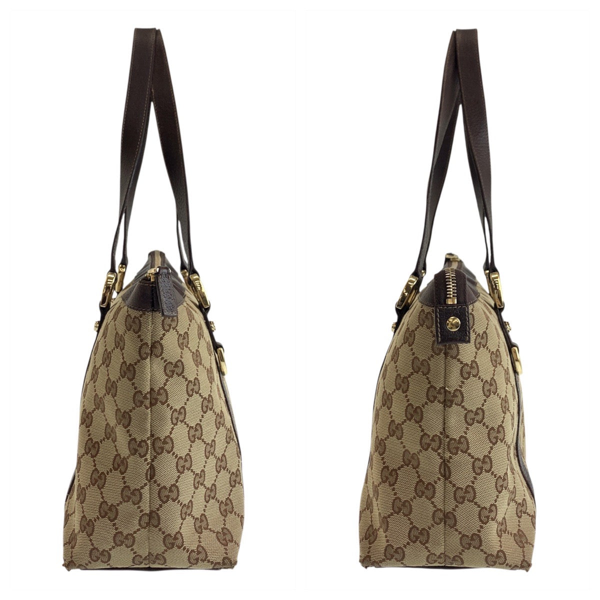 19170
GUCCI グッチ アビー ベージュ ブラウン ゴールド金具 GGキャンバス / レザー 141470 トートバッグ ショルダーバッグ  レディース AB20