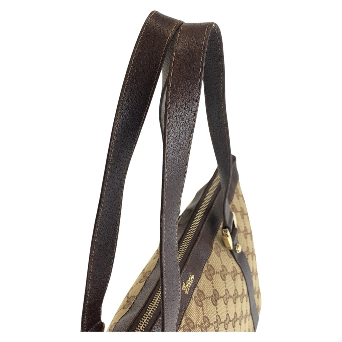 19170
GUCCI グッチ アビー ベージュ ブラウン ゴールド金具 GGキャンバス / レザー 141470 トートバッグ ショルダーバッグ  レディース AB20