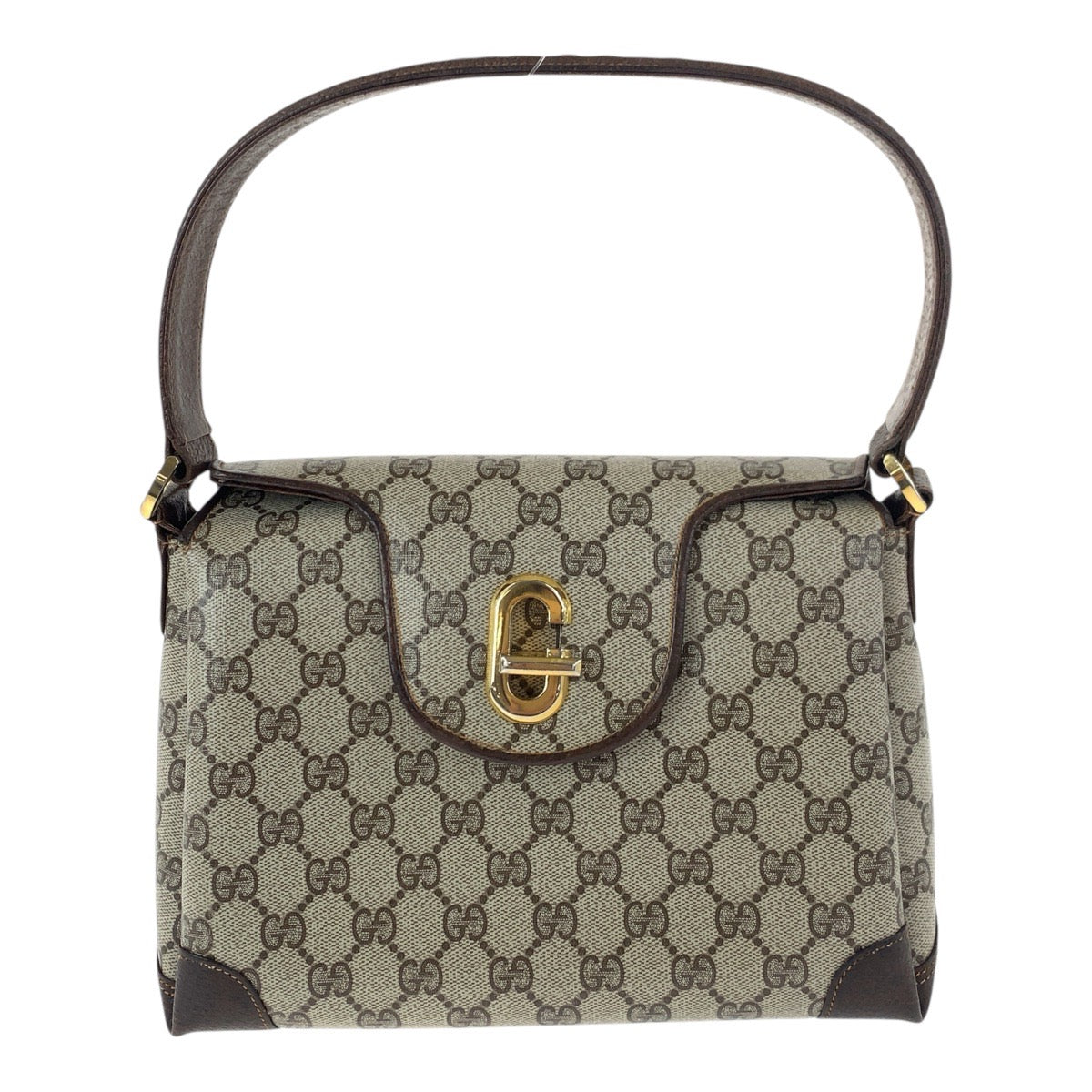 19171
GUCCI グッチ ヴィンテージ オールドグッチ ベージュ ブラウン ゴールド金具 GGスプリームキャンバス ハンドバッグ ショルダーバッグ  レディース ABP36