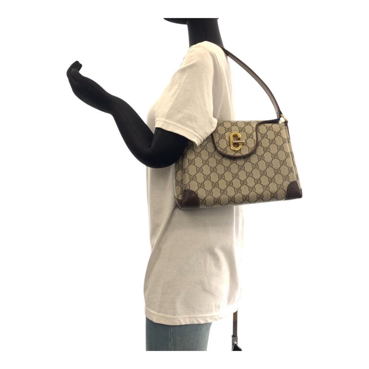 19171
GUCCI グッチ ヴィンテージ オールドグッチ ベージュ ブラウン ゴールド金具 GGスプリームキャンバス ハンドバッグ ショルダーバッグ  レディース ABP36