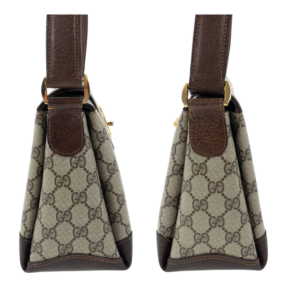 19171
GUCCI グッチ ヴィンテージ オールドグッチ ベージュ ブラウン ゴールド金具 GGスプリームキャンバス ハンドバッグ ショルダーバッグ  レディース ABP36