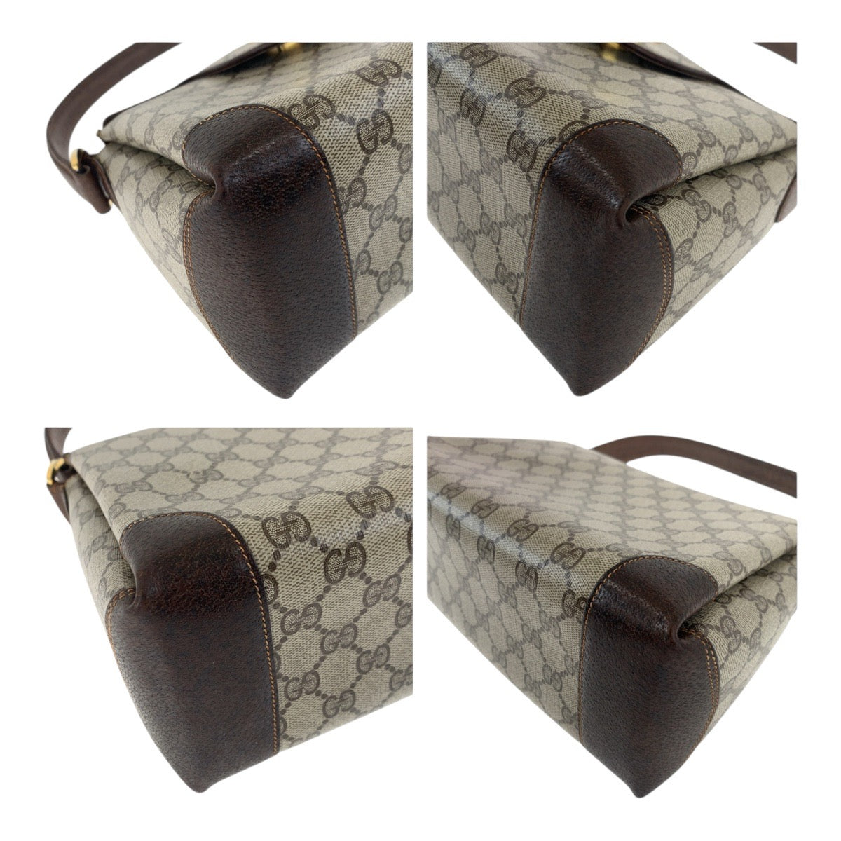 19171
GUCCI グッチ ヴィンテージ オールドグッチ ベージュ ブラウン ゴールド金具 GGスプリームキャンバス ハンドバッグ ショルダーバッグ  レディース ABP36