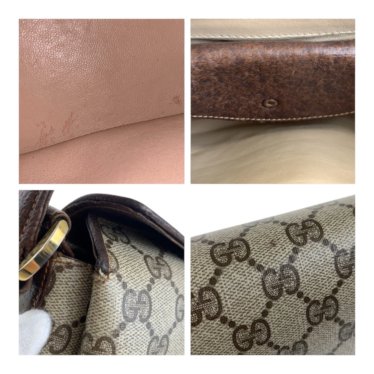 19171
GUCCI グッチ ヴィンテージ オールドグッチ ベージュ ブラウン ゴールド金具 GGスプリームキャンバス ハンドバッグ ショルダーバッグ  レディース ABP36