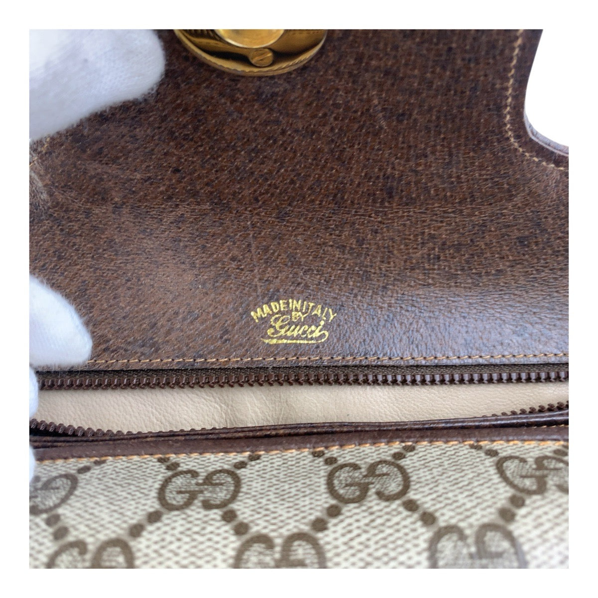19171
GUCCI グッチ ヴィンテージ オールドグッチ ベージュ ブラウン ゴールド金具 GGスプリームキャンバス ハンドバッグ ショルダーバッグ  レディース ABP36