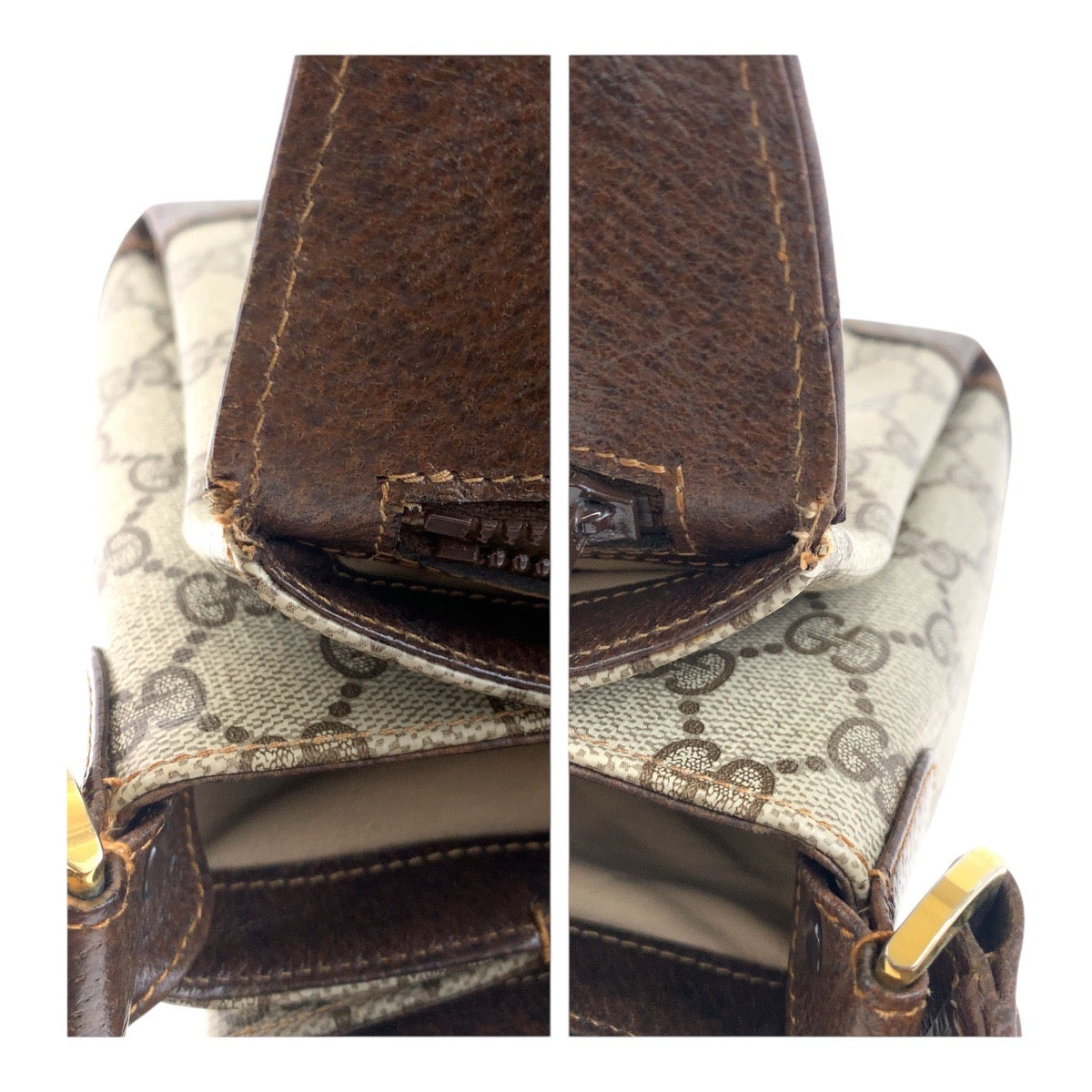 19171
GUCCI グッチ ヴィンテージ オールドグッチ ベージュ ブラウン ゴールド金具 GGスプリームキャンバス ハンドバッグ ショルダーバッグ  レディース ABP36