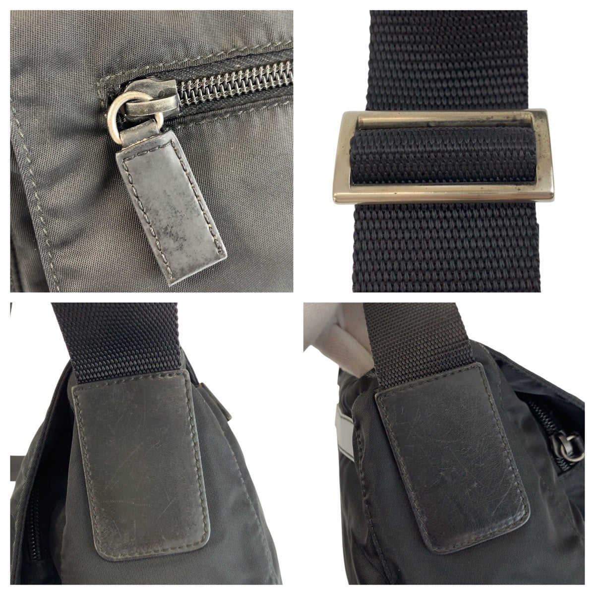 19172
PRADA プラダ テスート 三角ロゴプレート ブラック 黒 シルバー金具 ナイロン ショルダーバッグ ポシェット  レディース ABP34