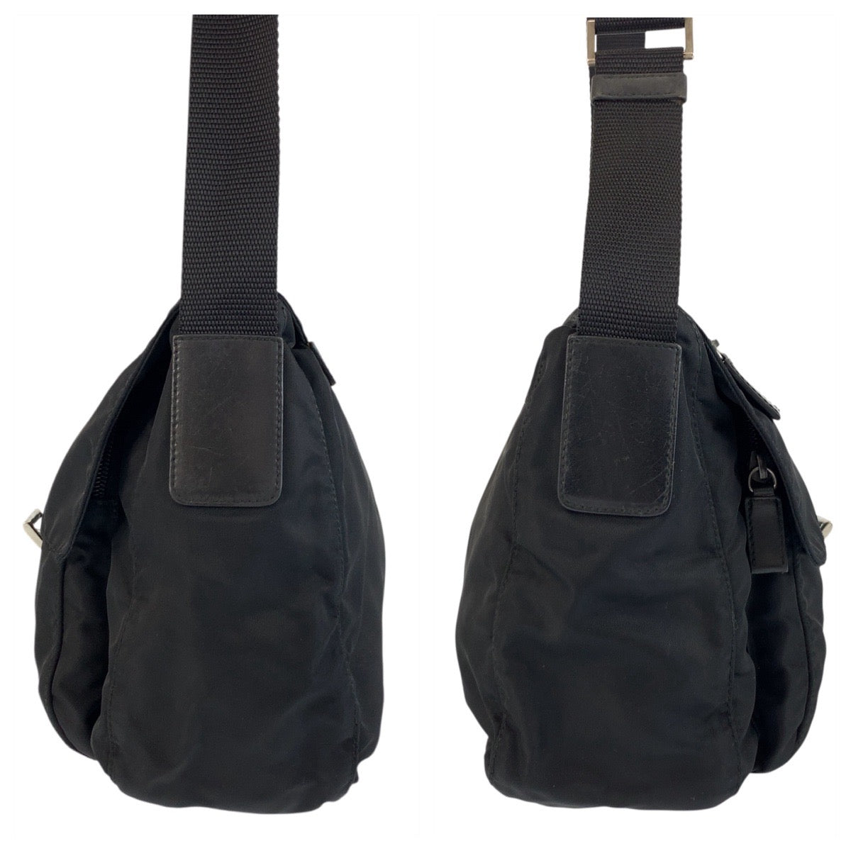 19172
PRADA プラダ テスート 三角ロゴプレート ブラック 黒 シルバー金具 ナイロン ショルダーバッグ ポシェット  レディース ABP34