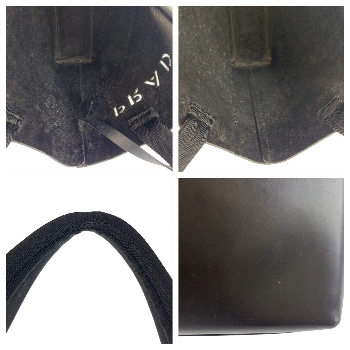 19173
PRADA プラダ パンチングロゴ ブラック 黒 レザー トートバッグ ハンドバッグ  レディース AB31