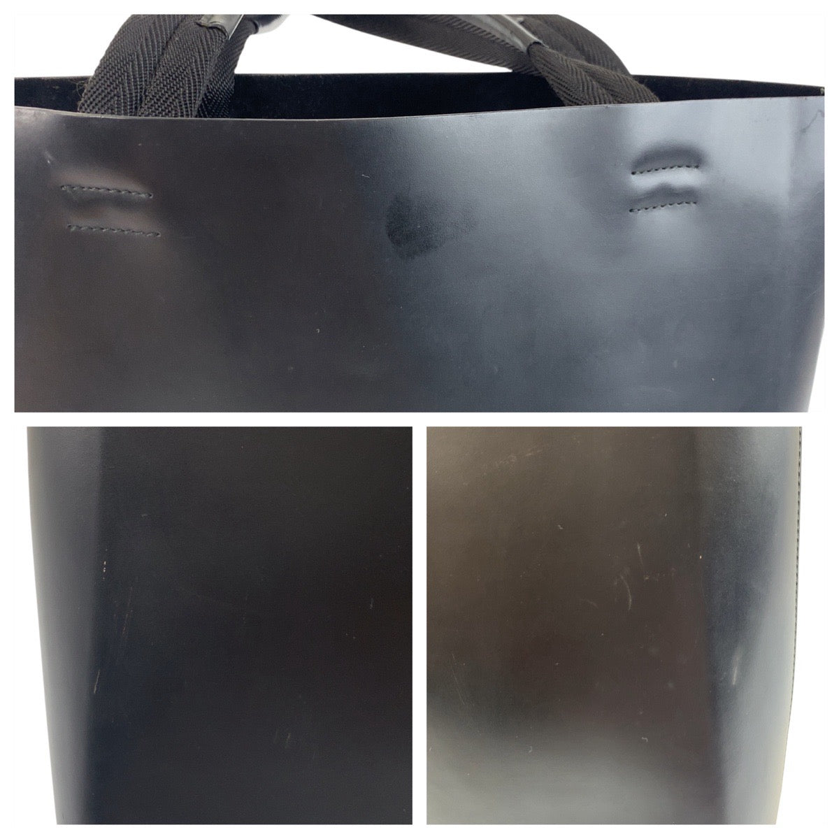 19173
PRADA プラダ パンチングロゴ ブラック 黒 レザー トートバッグ ハンドバッグ  レディース AB31