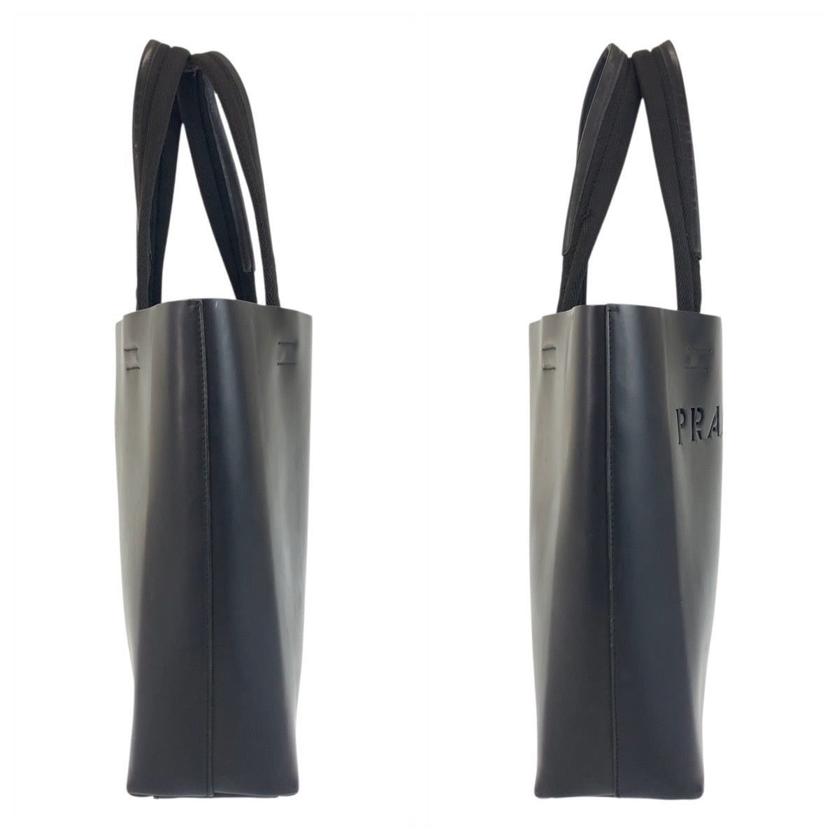 19173
PRADA プラダ パンチングロゴ ブラック 黒 レザー トートバッグ ハンドバッグ  レディース AB31