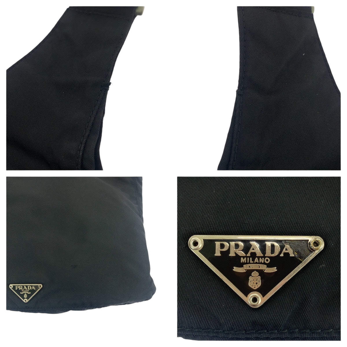 19175
PRADA プラダ テスート 三角ロゴプレート ブラック 黒 シルバー金具 ナイロン ショルダーバッグ ポシェット  レディース ABP34