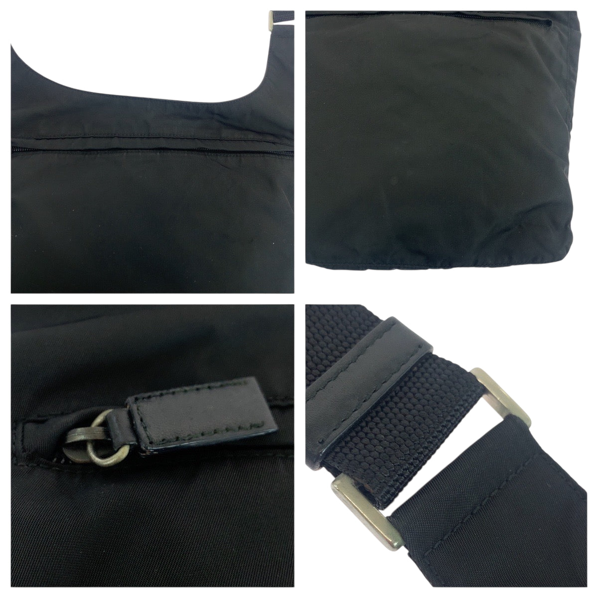 19175
PRADA プラダ テスート 三角ロゴプレート ブラック 黒 シルバー金具 ナイロン ショルダーバッグ ポシェット  レディース ABP34