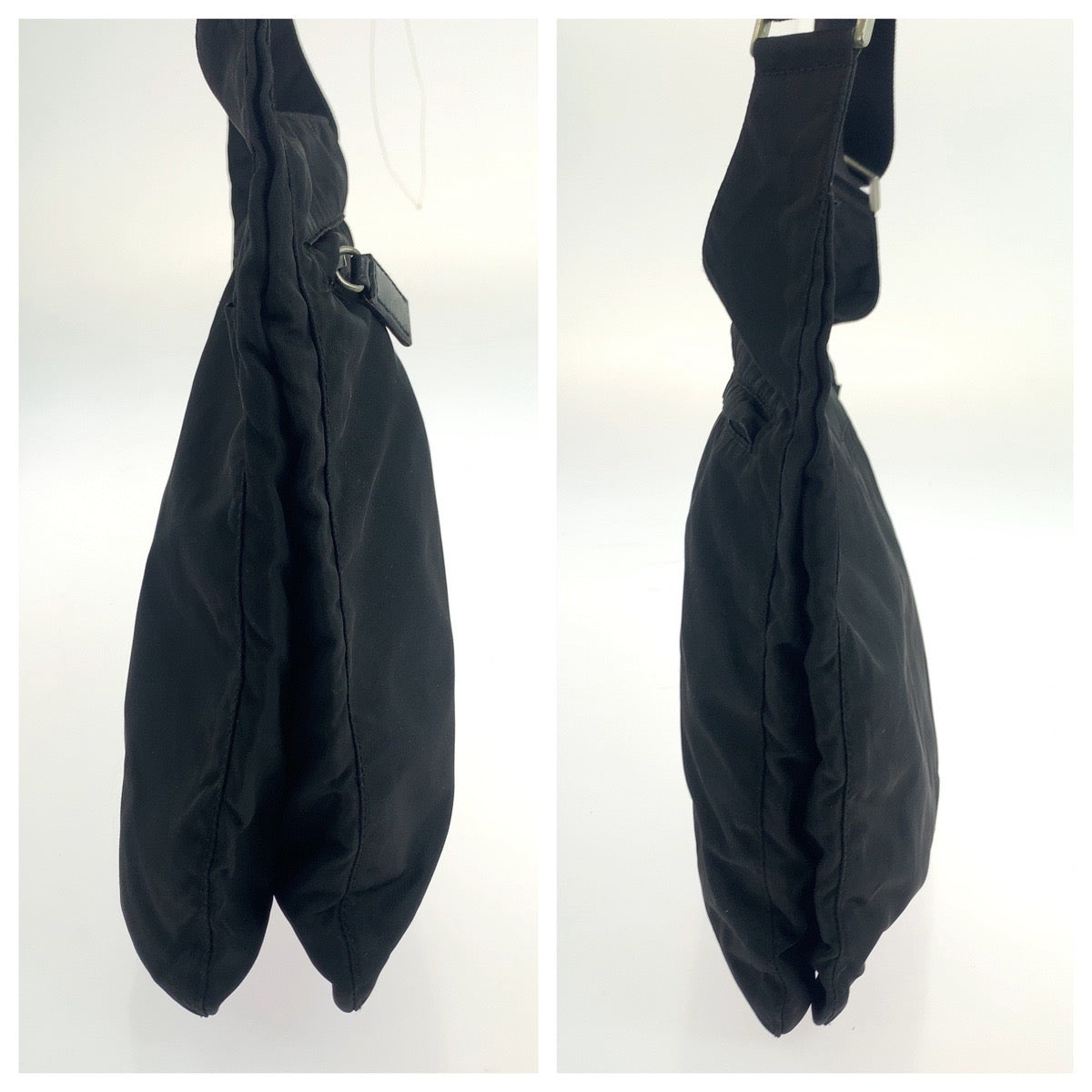 19175
PRADA プラダ テスート 三角ロゴプレート ブラック 黒 シルバー金具 ナイロン ショルダーバッグ ポシェット  レディース ABP34