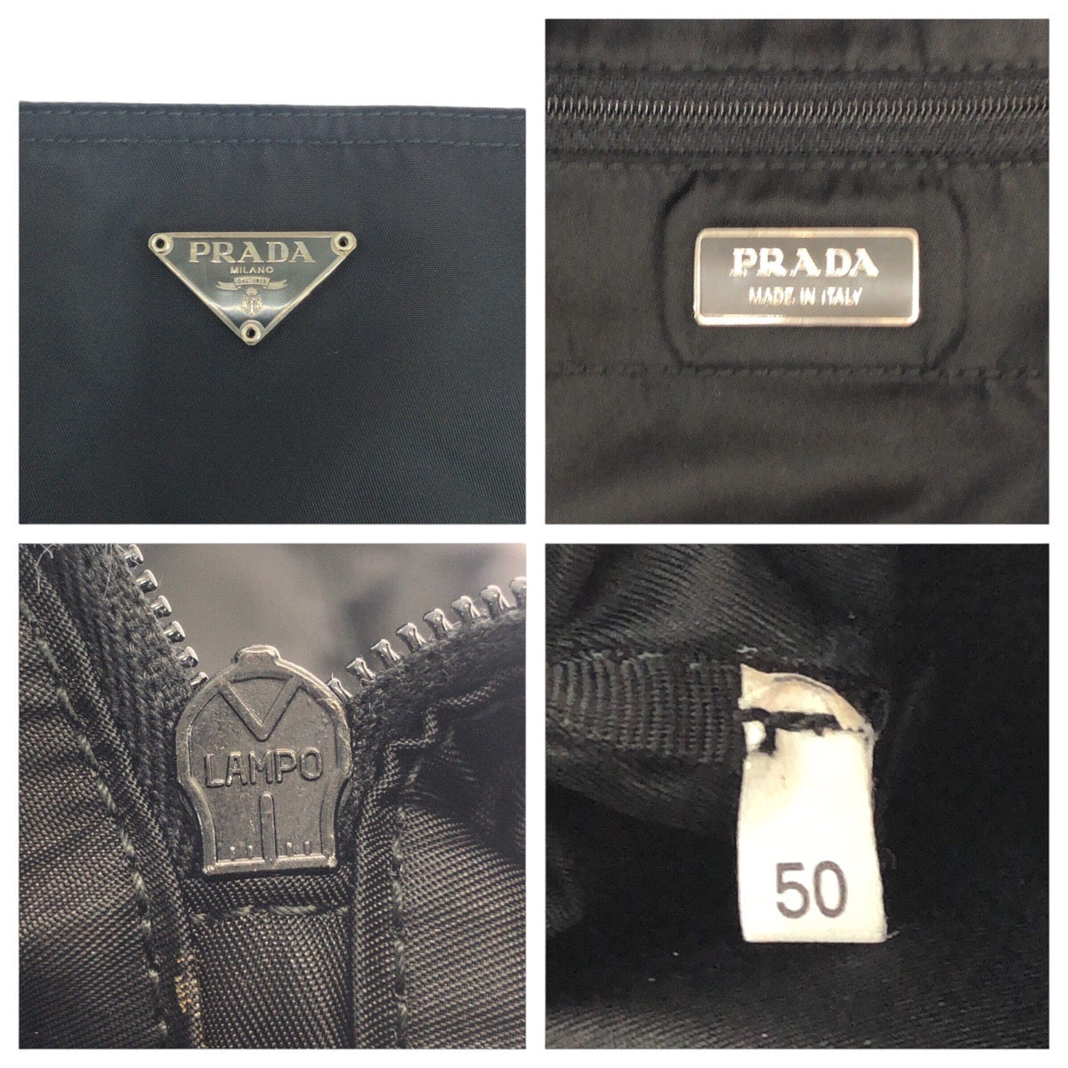 19176
PRADA プラダ テスート 三角ロゴプレート ブラック 黒 シルバー金具 ナイロン / レザー トートバッグ ショルダーバッグ レディース ABP43