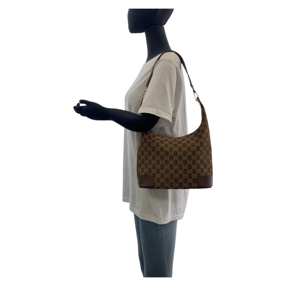 19177
GUCCI グッチ ホーボー ブラウン ゴールド金具 GGキャンバス / レザー 001 4204 ショルダーバッグ ハンドバック レディース AB34