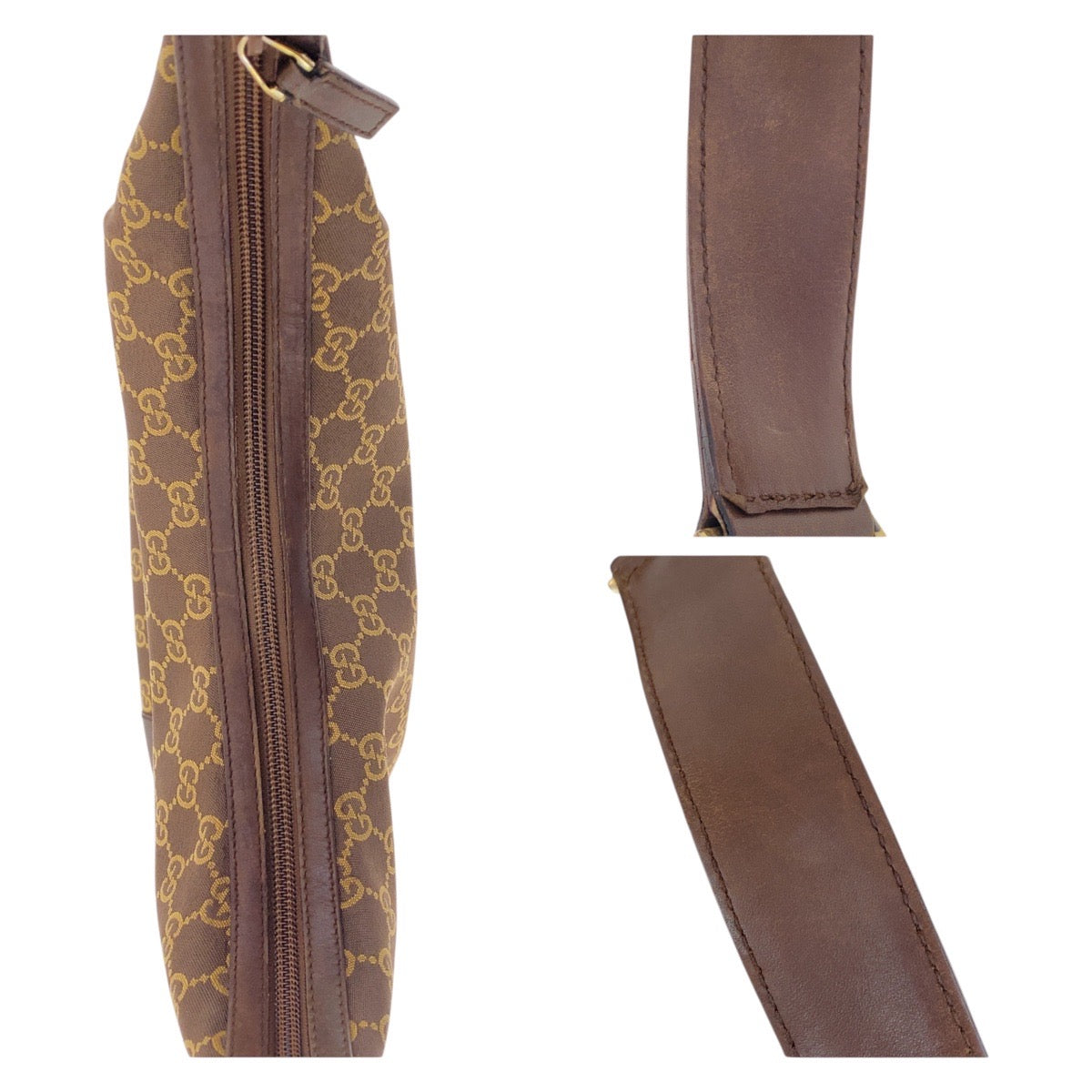 19177
GUCCI グッチ ホーボー ブラウン ゴールド金具 GGキャンバス / レザー 001 4204 ショルダーバッグ ハンドバック レディース AB34