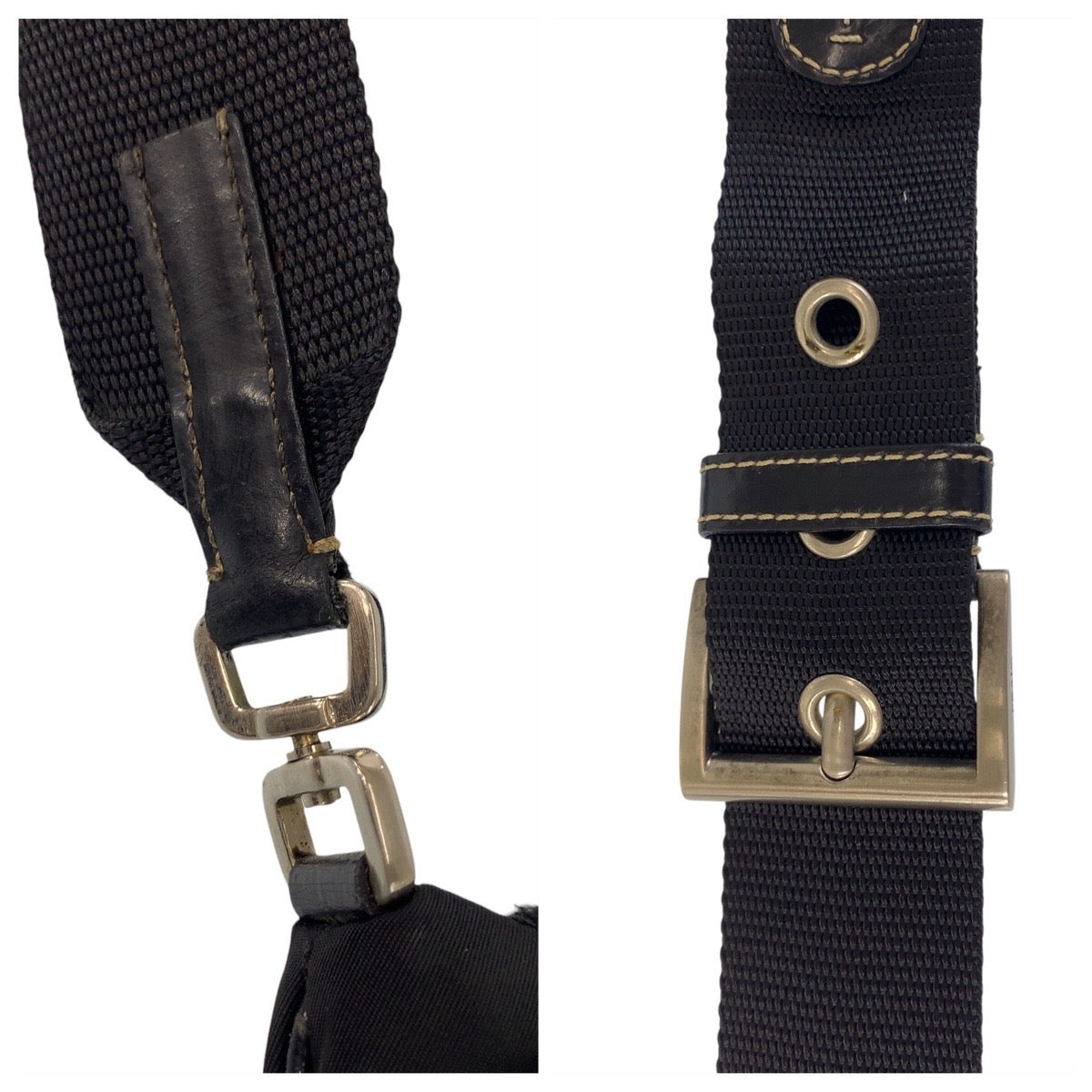 19178
PRADA プラダ テスート 三角ロゴプレート ブラック 黒 シルバー金具 ナイロン / レザー ショルダーバッグ ポシェット  レディース ABP34