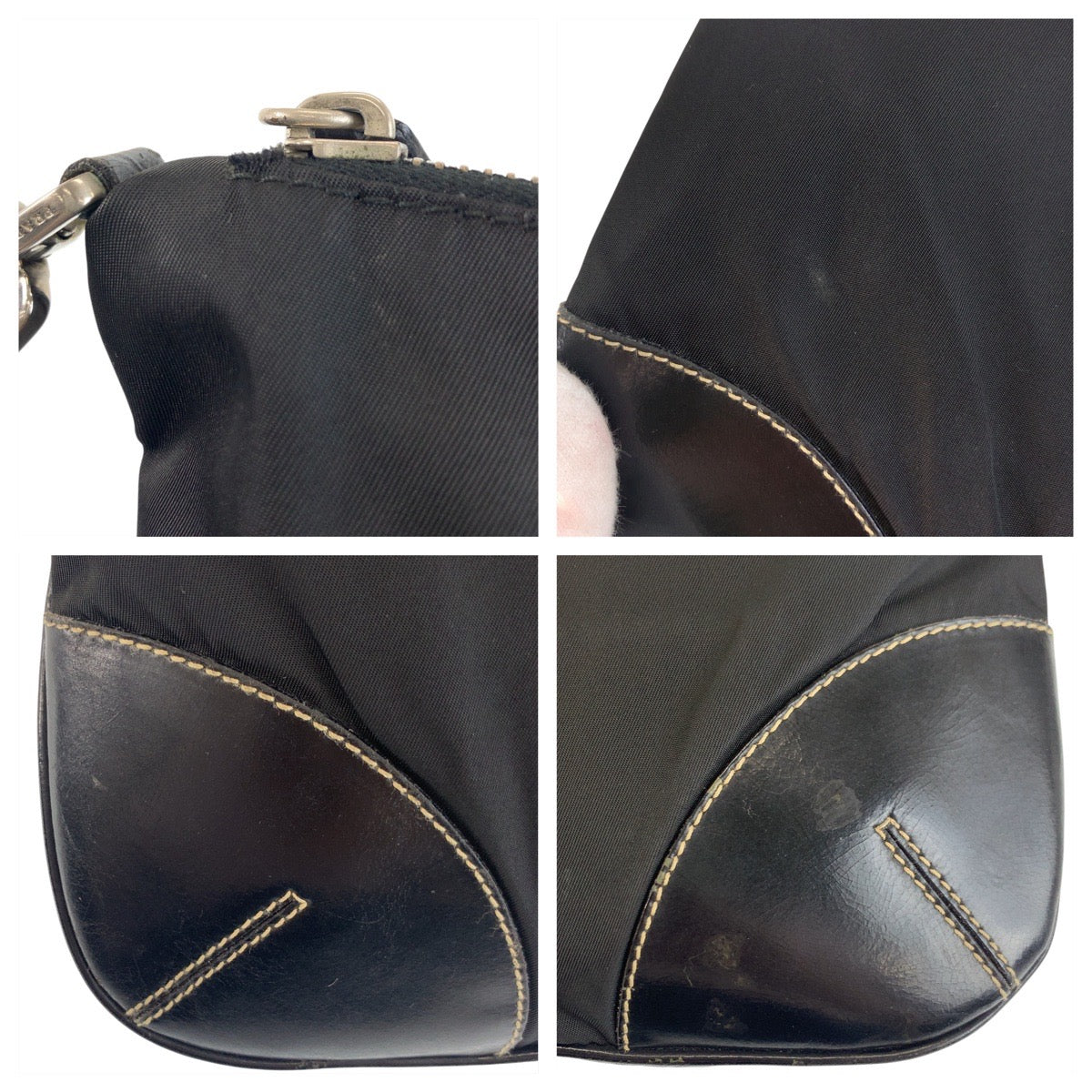 19178
PRADA プラダ テスート 三角ロゴプレート ブラック 黒 シルバー金具 ナイロン / レザー ショルダーバッグ ポシェット  レディース ABP34