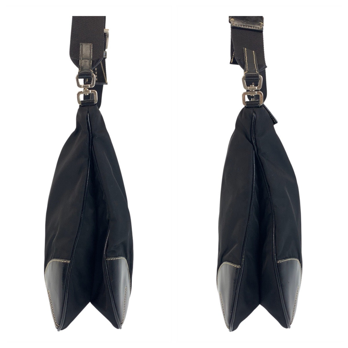 19178
PRADA プラダ テスート 三角ロゴプレート ブラック 黒 シルバー金具 ナイロン / レザー ショルダーバッグ ポシェット  レディース ABP34