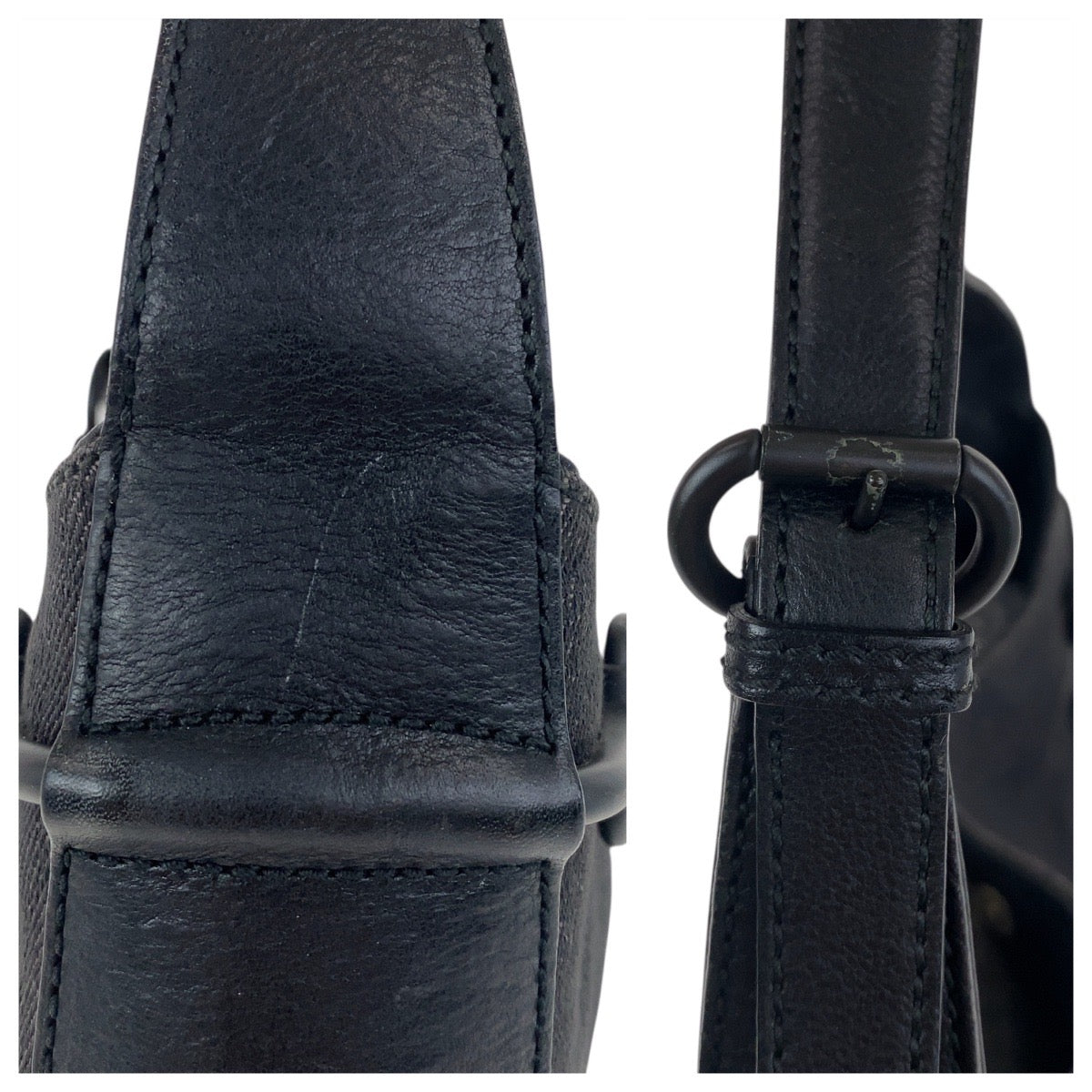 19180
GUCCI グッチ ホースビット ブラック 黒 GGキャンバス / レザー 101975 ショルダーバッグ レディース ABP36