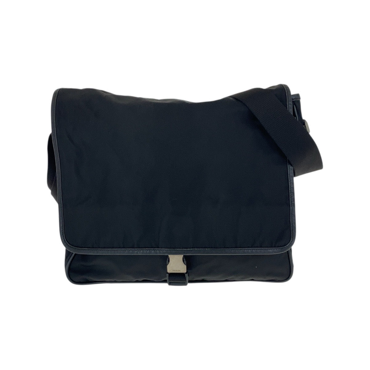 19181
PRADA プラダ テスート 三角ロゴプレート ブラック 黒 シルバー金具 ナイロン / レザー ショルダーバッグ メッセンジャーバッグ  メンズ ABP38