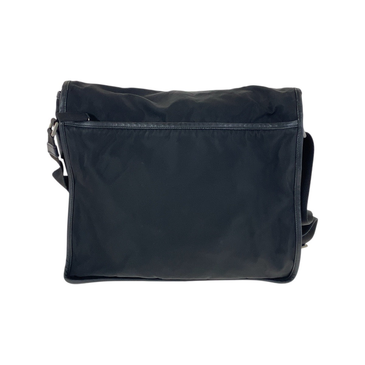 19181
PRADA プラダ テスート 三角ロゴプレート ブラック 黒 シルバー金具 ナイロン / レザー ショルダーバッグ メッセンジャーバッグ  メンズ ABP38