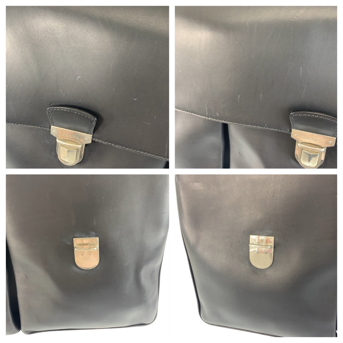 19182
PRADA プラダ ブラック 黒 シルバー金具 レザー ビジネスバッグ ブリーフケース  メンズ ABP45