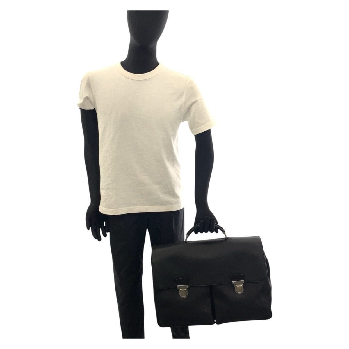 19182
PRADA プラダ ブラック 黒 シルバー金具 レザー ビジネスバッグ ブリーフケース  メンズ ABP45