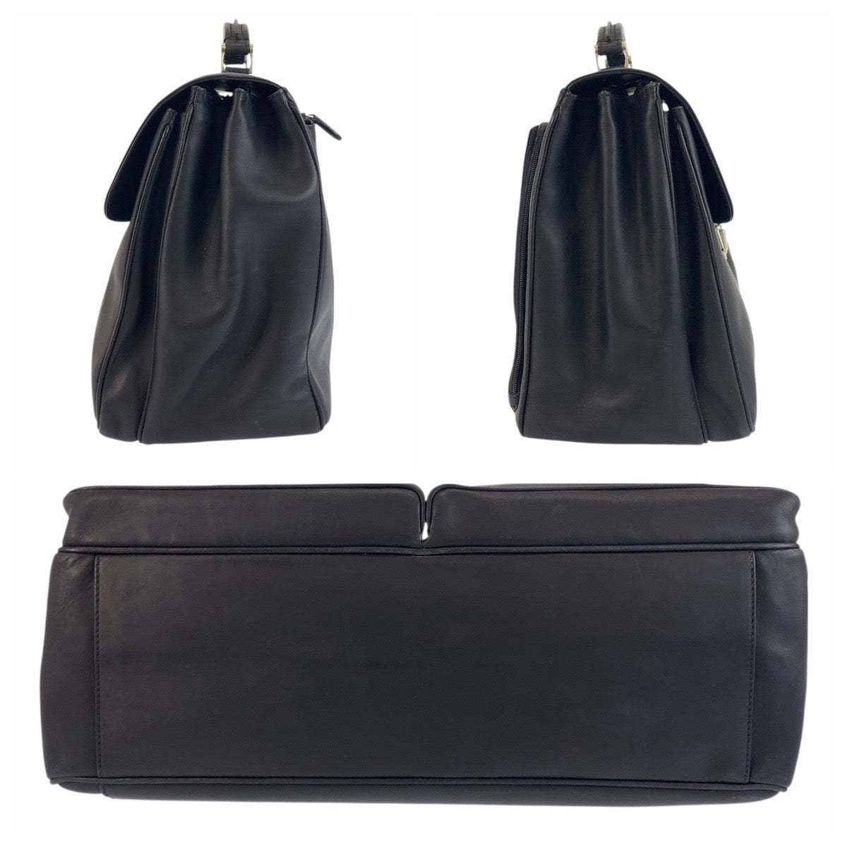 19182
PRADA プラダ ブラック 黒 シルバー金具 レザー ビジネスバッグ ブリーフケース  メンズ ABP45