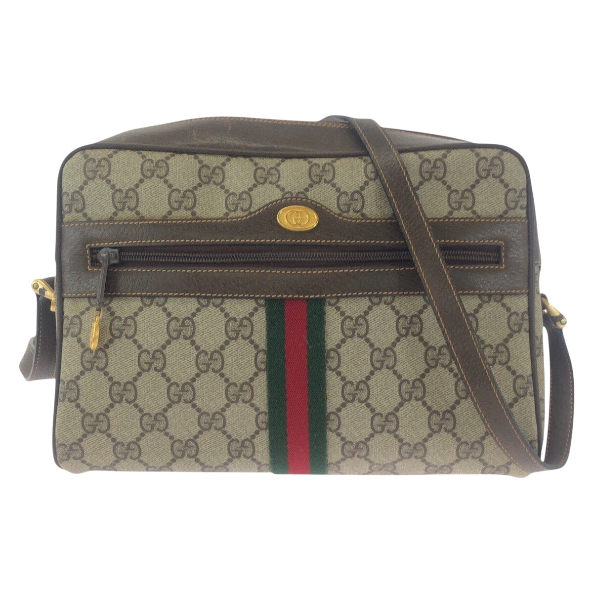 19183
GUCCI グッチ ヴィンテージ オールドグッチ シェリーライン ベージュ ブラウン ゴールド金具 GGスプリームキャンバス / レザー 72 001 4071 斜め掛け ショルダーバッグ レディース AB43