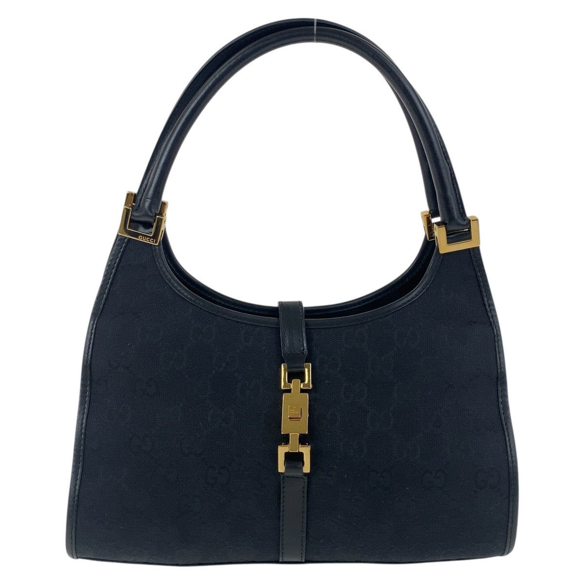 19184
GUCCI グッチ ジャッキー ブラック 黒 ゴールド金具 GGキャンバス / レザー 001 1068 ホーボー ショルダーバッグ ハンドバッグ  レディース A50