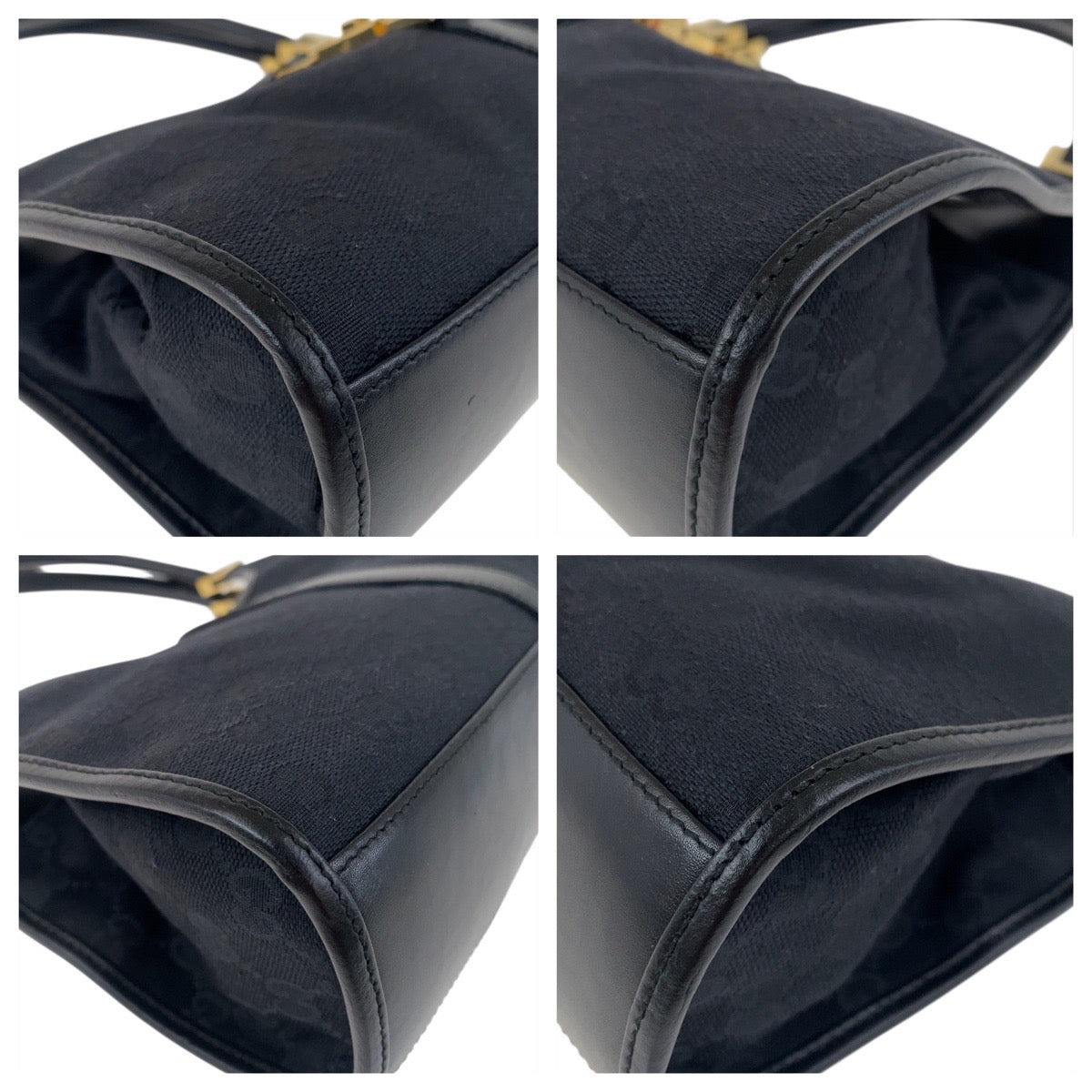 19184
GUCCI グッチ ジャッキー ブラック 黒 ゴールド金具 GGキャンバス / レザー 001 1068 ホーボー ショルダーバッグ ハンドバッグ  レディース A50