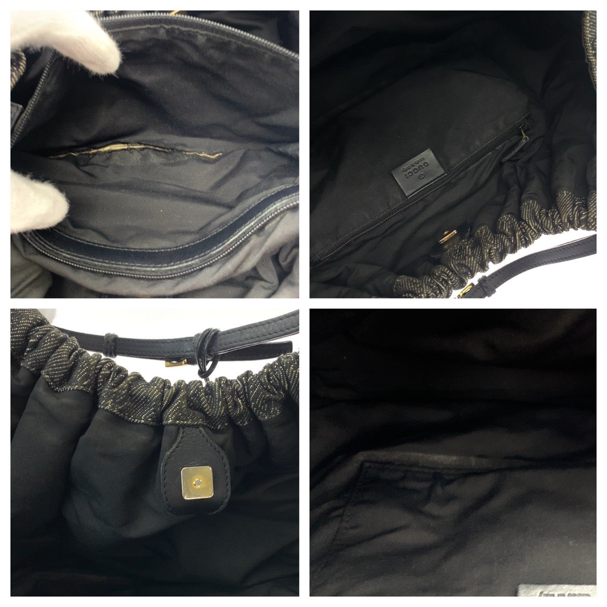19185
GUCCI グッチ グレー ブラック ゴールド金具 キャンバス 76554 トートバッグ ハンドバッグ レディース ABP36