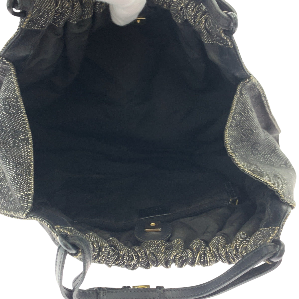 19185
GUCCI グッチ グレー ブラック ゴールド金具 キャンバス 76554 トートバッグ ハンドバッグ レディース ABP36