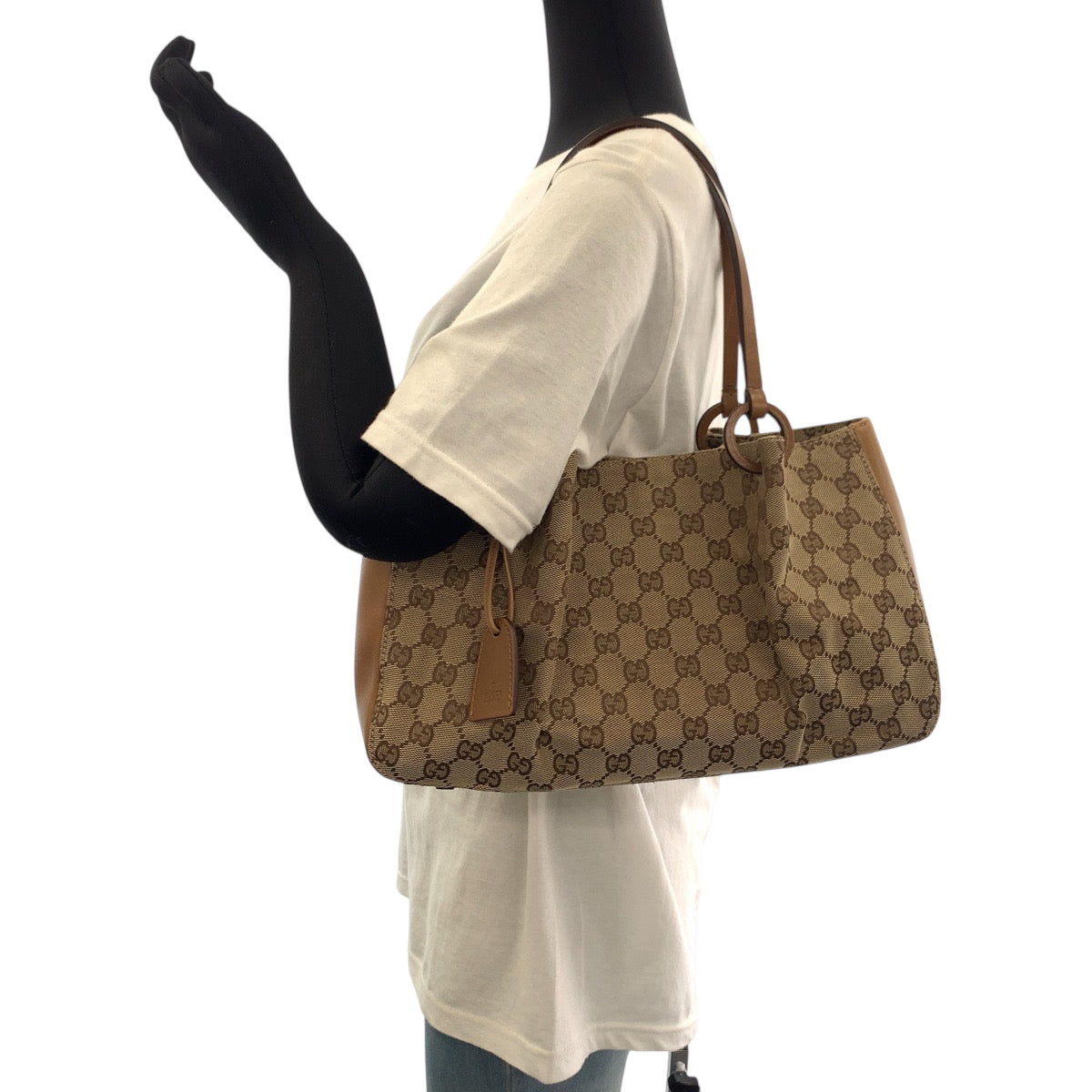 19187
GUCCI グッチ ベージュ ブラウン ゴールド金具 GGキャンバス 94898 トートバッグ ハンドバッグ  レディース ABP34