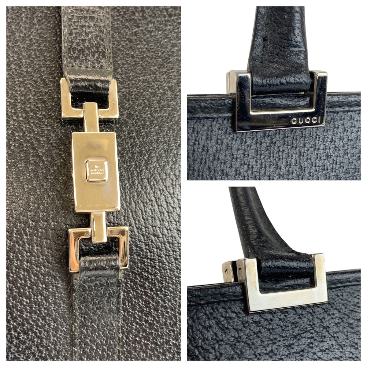 19189
GUCCI グッチ ジャッキー ブラック 黒 シルバー金具 レザー 002 1074 トートバッグ ショルダーバッグ レディース ABP48
